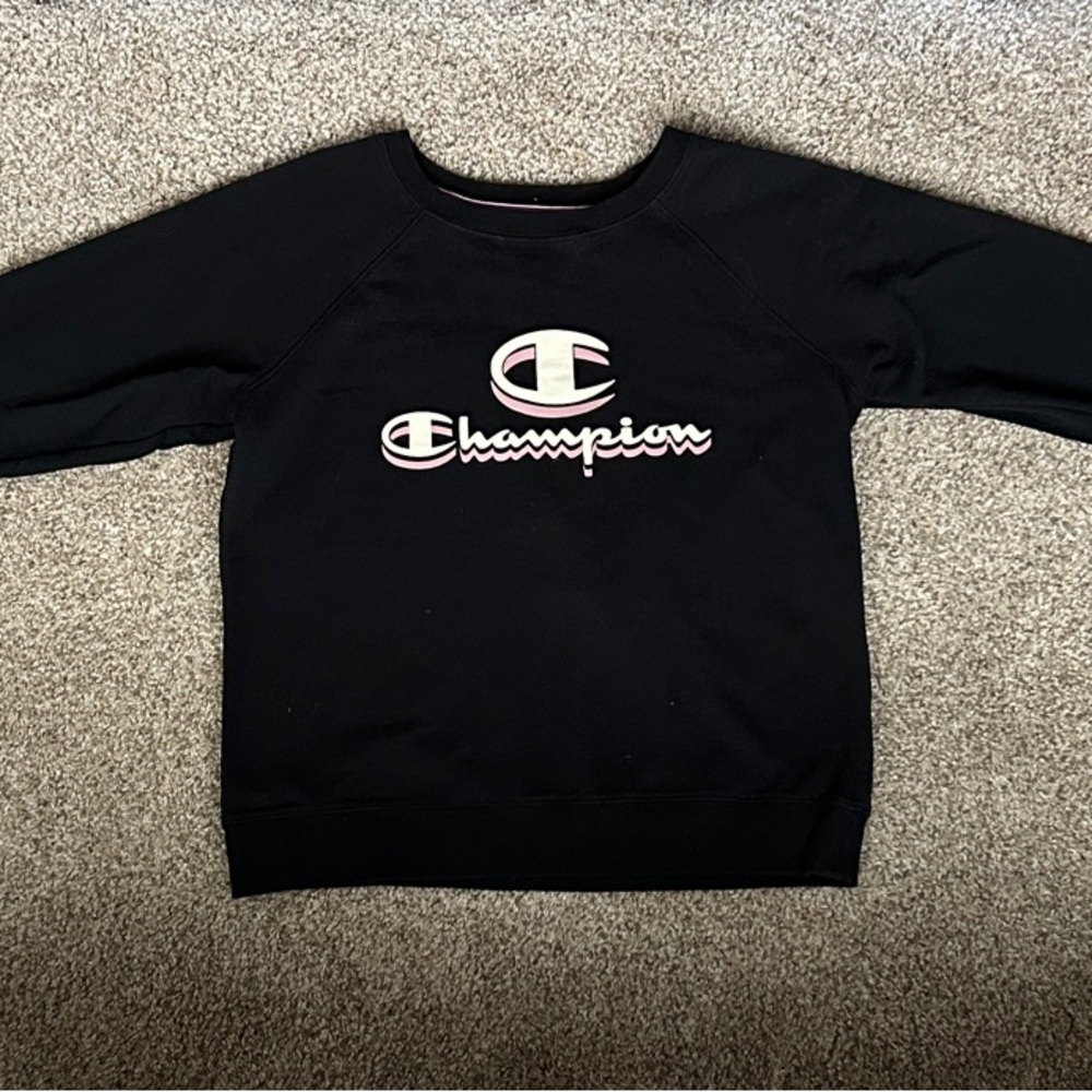 Champion Black Crewneck with Logo
